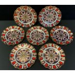 A set of five Royal Crown Derby 1128 pattern wavy edge plates, printed mark (first); two similar (