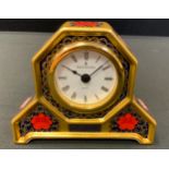 A Royal Crown Derby 1128 pattern mantel clock, printed mark (first)