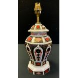 A Royal Crown Derby 1128 pattern hexagonal side light, 25cm high, printed mark (first)