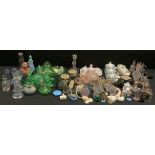Victorian and later glass and ceramics - cut and pressed glass perfume bottles; vaseline glass