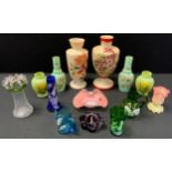 Victorian and later decorative glass - painted milk glass; slag glass; etc