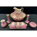 A Grimwades Margarite pattern ten piece dressing table set inc jug, bowl, three rectangular