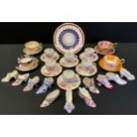 A Royal Crown Derby Posies pattern coffee service; an Aynsley Rose cabinet cup and saucer;