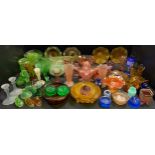 Victorian and later pressed and cut glass - carnival glass; vaseline glass; etc