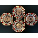 A set of four Royal Crown Derby 1128 pattern hexagonal plates, printed mark (seconds)