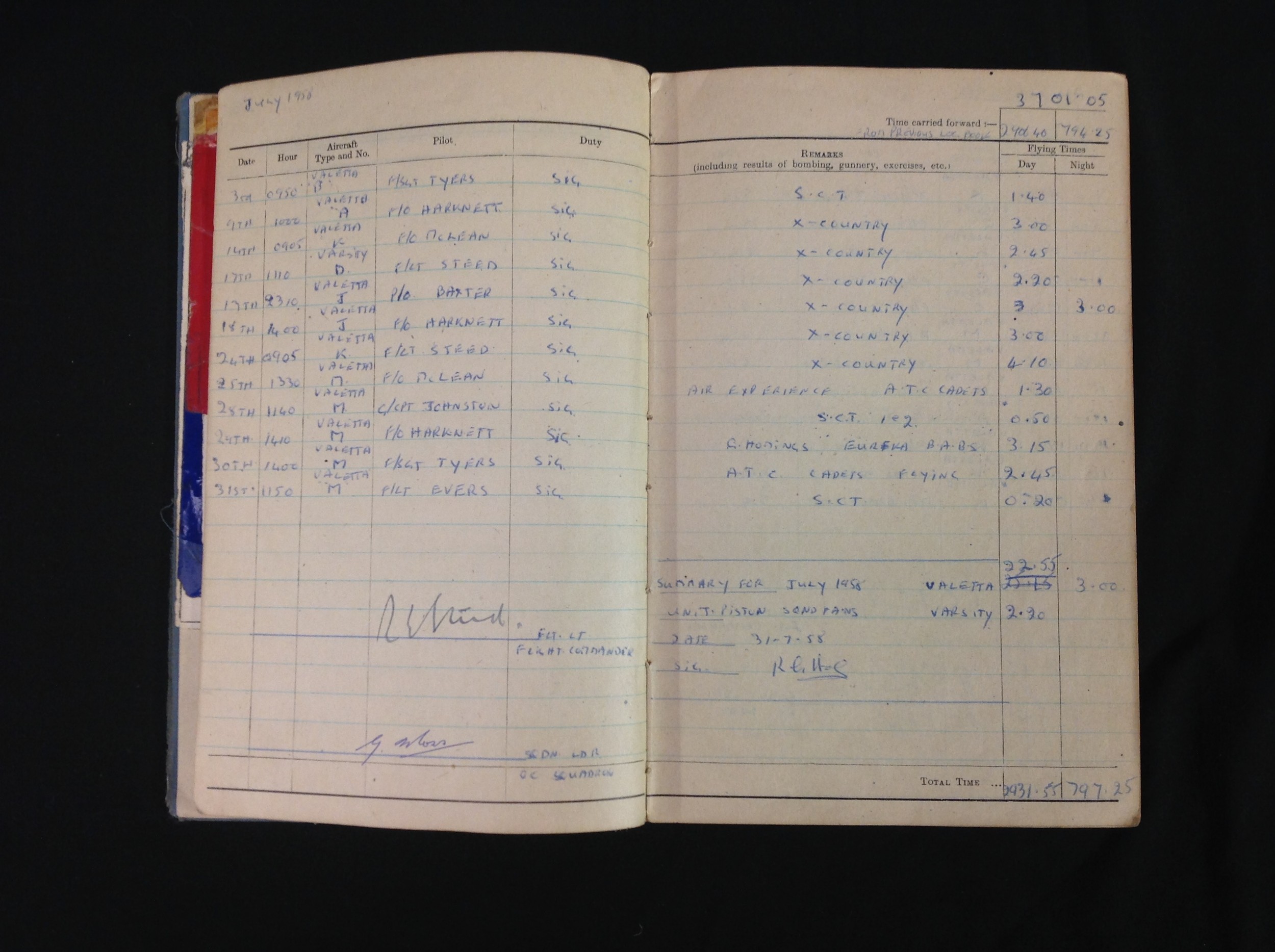British RAF Flying Log books to V0900156 M AEOp RG Hale: the first book begins on 3rd July 1958 - Image 8 of 9