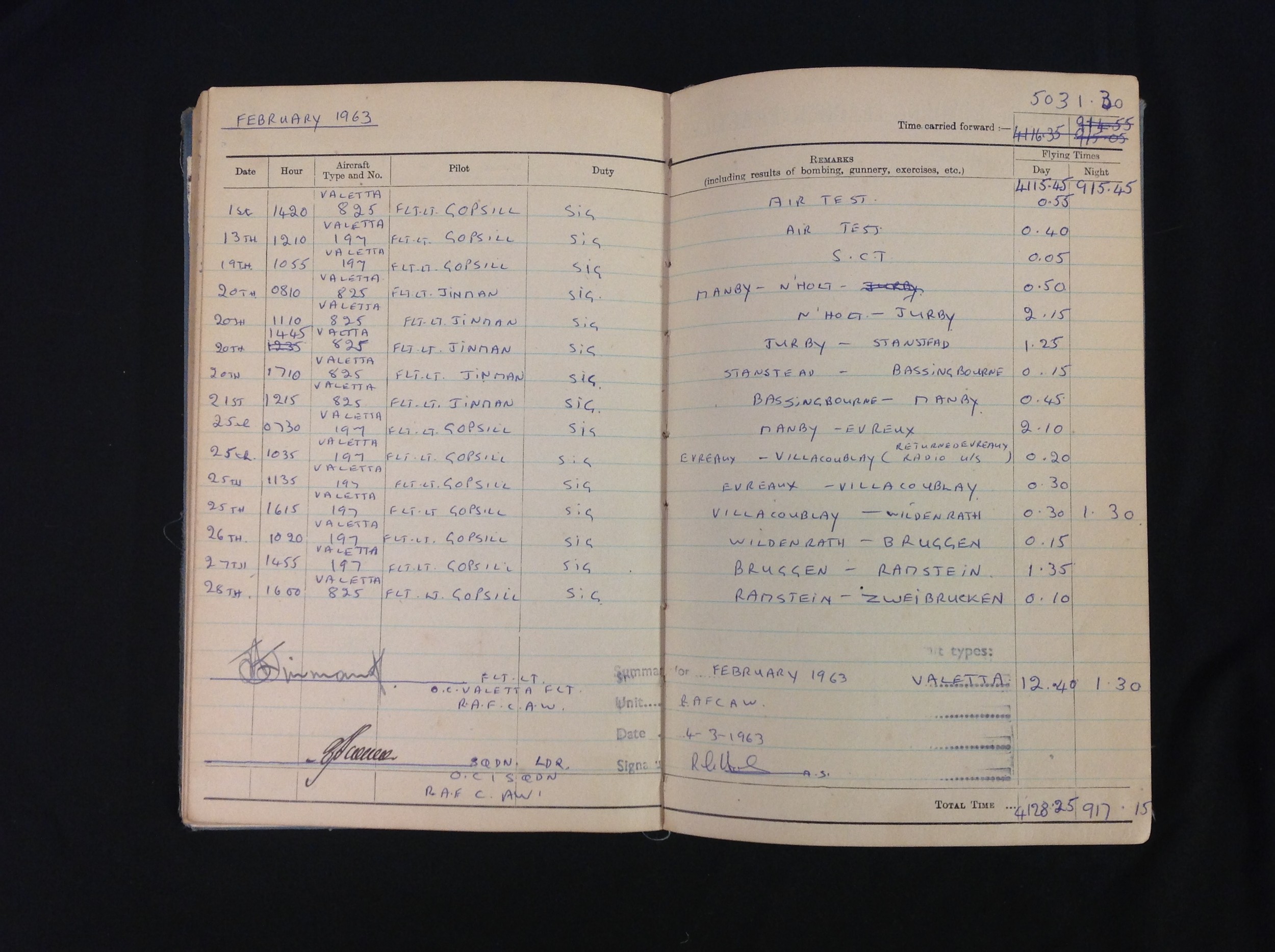 British RAF Flying Log books to V0900156 M AEOp RG Hale: the first book begins on 3rd July 1958 - Image 7 of 9