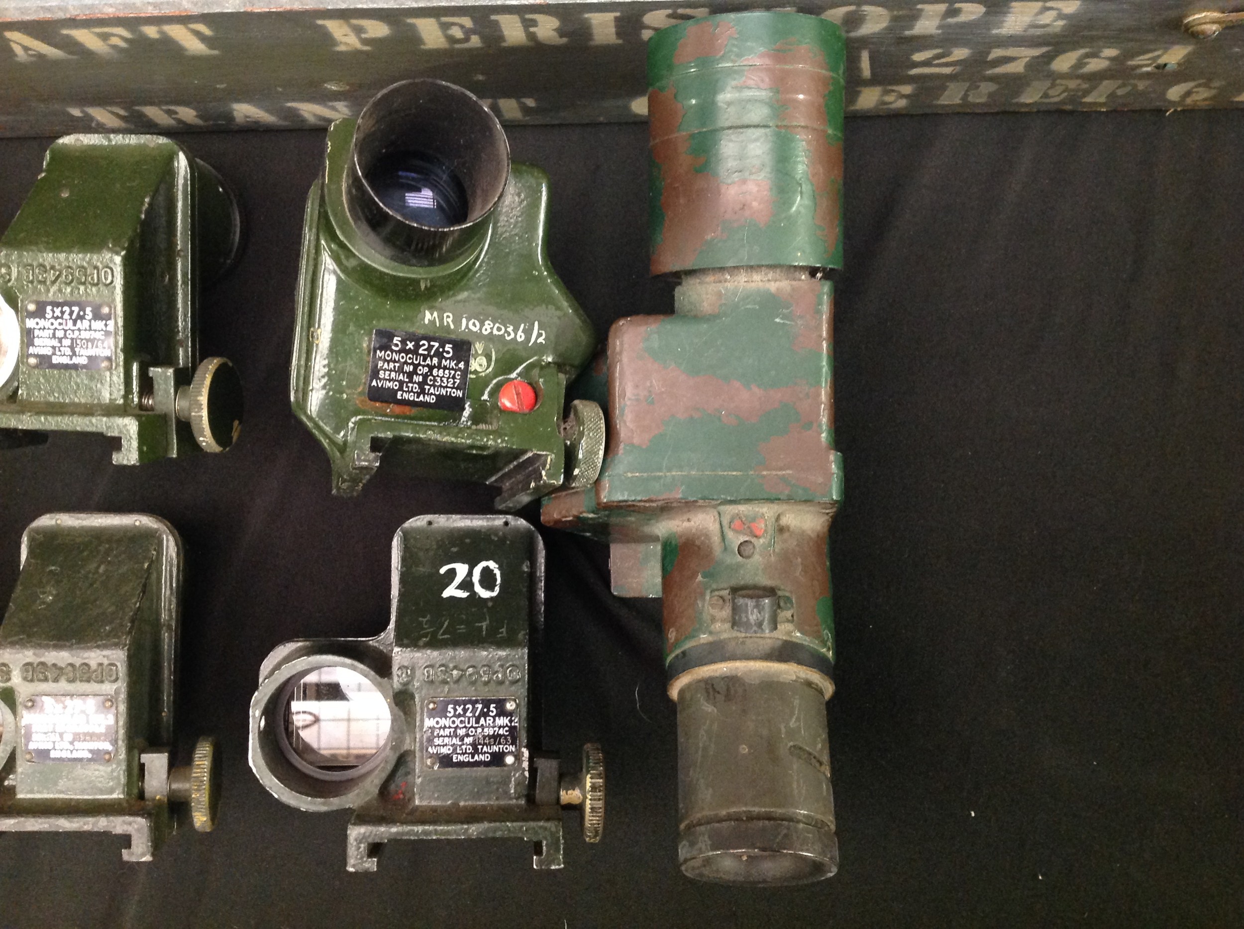 RAF Aircraft Periscope, 6B/2764, cased: along with Monocular MkV, various mountings, etc - Image 5 of 6