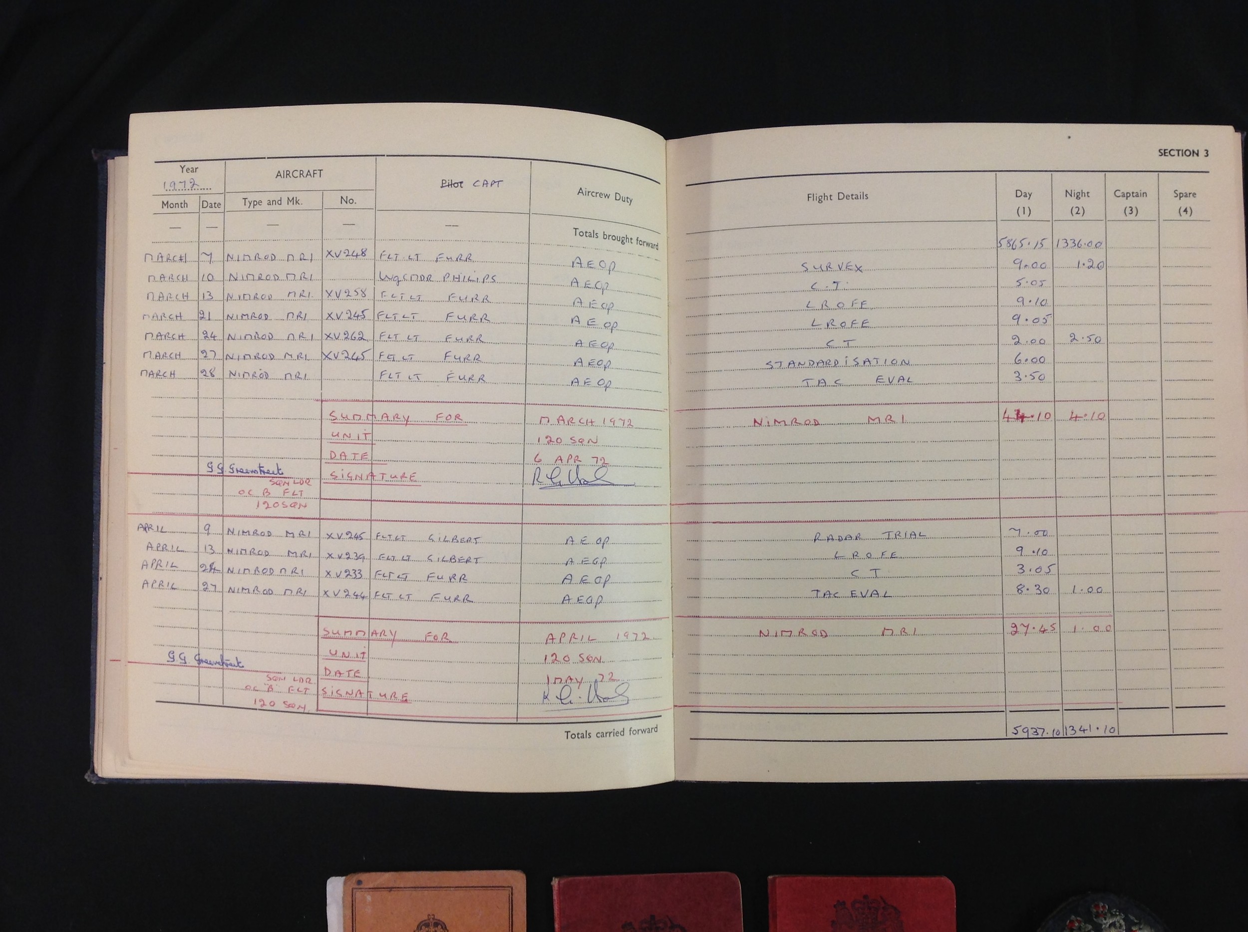 British RAF Flying Log books to V0900156 M AEOp RG Hale: the first book begins on 3rd July 1958 - Image 4 of 9