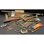 Tools - assorted hand tools, gavels, a rosewood truncheon, baton, etc