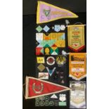 Caravan Club - memorabilia including an enamel car badge, three enamel pin badges, assorted