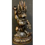 Sino-Tibetan School, a brown patinated bronze, of the Buddhist Demon Mara, 22.5cm high