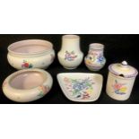 A Poole Traditional Ware fruit bowl; others, serving platter, preserve jar and cover; etc (6)