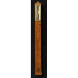 An oak cased coalmine stick barometer, John Davis & Son, Derby, 95cm high, 9cm wide