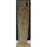 Tribal Art - an African carved hardwood door panel, 166cm high