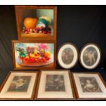 Pictures - coloured mezzotints, portraits, after Antoine Gaymard; others (5); Gilbert, Autumn