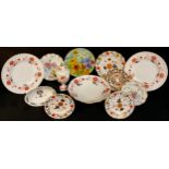 A Royal Crown Derby Derby Days dessert plate, another tea plate, seconds; a Royal Crown Derby Bali