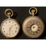 A silver half hunter pocket watch, marked 935; another similar, marked 925 (2)