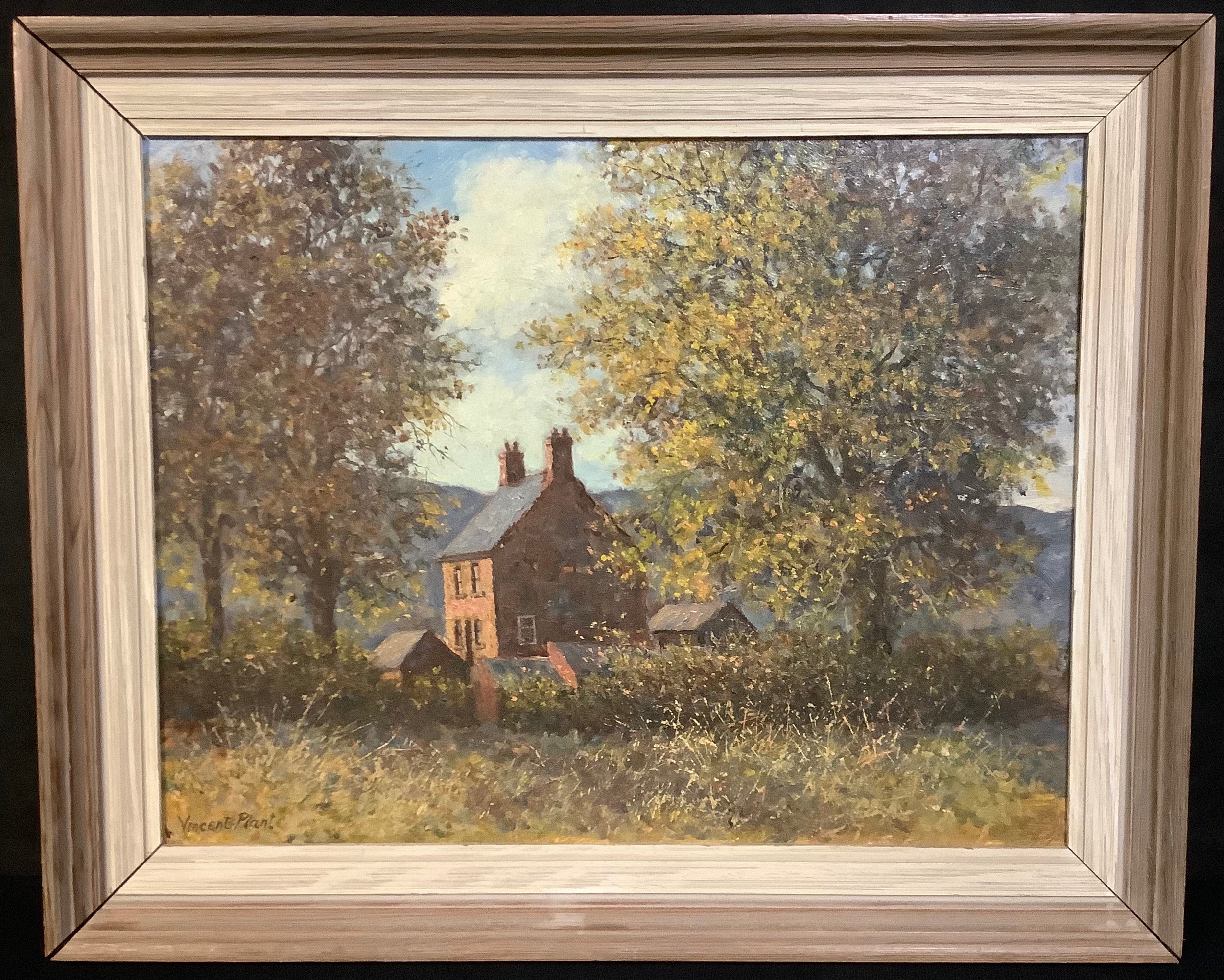 Vincent Plant Cottage in Autumn signed, oil, 34cm x 44cm