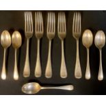 Silver - five silver forks, Sheffield 1960; another five silver teaspoons; 388g