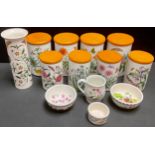 A set of four Portemerion Botanical Garden storage jars; others; a Portmerion vase; bowls; etc