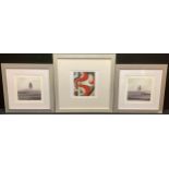 H Joues, a pair, continental landscapes, signed in pencil, prints, 23cm x 23cm, framed; another