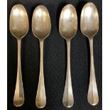 A set of four early George III silver spoons, marks indistinct, 52.5g; a set of twelve French silver