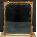 A Victorian overmantel mirror, gesso and wood frame, later painted, 132cm high x 131cm wide