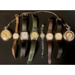 An Ingersoll pocket watch; a Smiths pocket watch; six vintage wristwatches