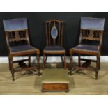 A pair of late Victorian salon chairs, 89cm high, 48cm wide, the seat 38cm deep; another, early 20th