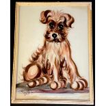 Beccafichi (Italian mid-20th century) Scruffy Dog signed, reverse oil on glass, 60cm x 45cm