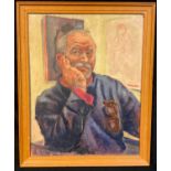 Royston A Jones Artist Through The Looking Glass signed, oil on board, 49cm x 39cm