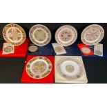 A set of six Spode plates, The Lindisfarne plate, 27cm, boxed, others, Durham, Iona, Kells,