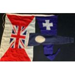 Merchant Marine Interest - five flags, 1950's, including two pennants: Red Ensign 86.5cm x 46cm