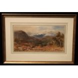 William Bennett R.W.S (1811-1871) Driving the Cattle through the heather signed, watercolour, 27cm x