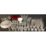 Glassware - a set of six 19th century wine glasses; other 19th century and later glasses,