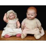 An Armand & Marseille (Germany) bisque head and stuffed cloth bodied Dream baby doll, weighted
