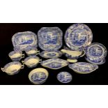 A Spode Blue Italian pattern dinner service, comprising five dinner plates, oval dish, etc