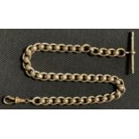 An Edwardian silver Albert chain, faceted links, 32.5cm long, Thomas Fattorini & Sons, Birmingham