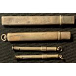 An Edwardian silver pencil holder, Birmingham 1907; another; two propelling pencils (4)