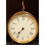 A late 19th century brass drum head travelling clock, c.1900