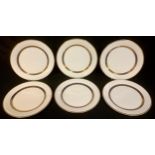 A set of six Royal Doulton Harlow pattern dinner plates, 27cm, first quality