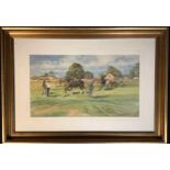 Michael Crawley Ashbourne Show, Osmaston Polo Ground signed, watercolour, 33cm x 58cm