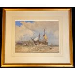 English School (19th century) Ships on Rough Seas initialed W.A.L., watercolour, 28cm x 38cm