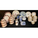 Ceramics - a Brownhills Pottery jasperware jug; a set of six Victoria tea cups, saucers and side