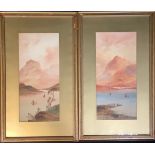 W H Earp A Pair, Scottish Highlands signed, watercolours, 55cm x 26cm