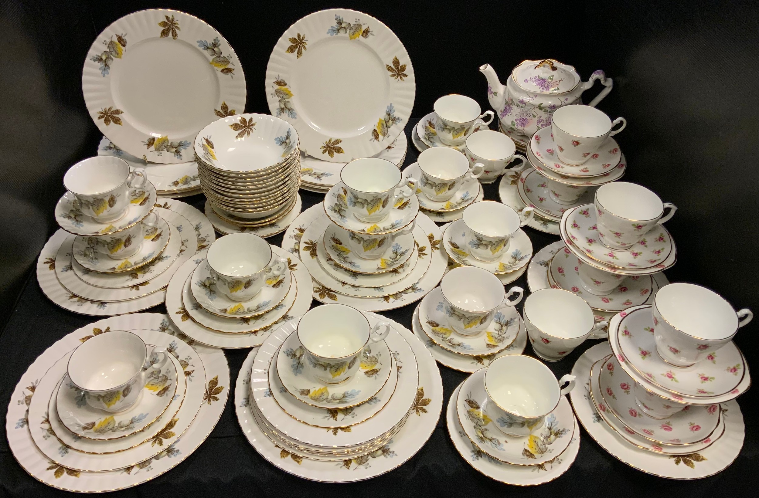 Tea Ware - a Richmond tea service, printed with Autumn leaves; a Duchess tea service, printed with