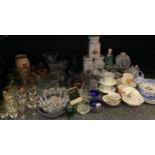 A Spode Imperial Cookware Blue Italian pattern dish, kitchen storage jars; glassware; etc