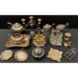 Plated Ware - EPBM teapots; cruet stands; egg stand, candlestick; muffin dish; etc