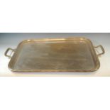 A large EPNS two-handled rounded rectangular tray, the field. plain, ribbon tied reeded boarders,